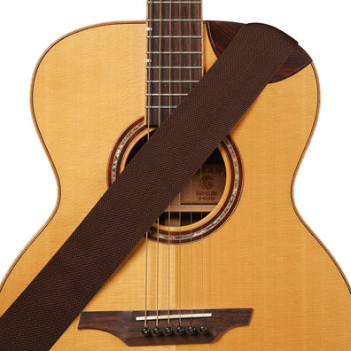 AMUMU Guitar Strap – 2" Pure Cotton with Pick Holder, Double-Layer Leather Ends, Strong Webbing & Anti-Scratch Stitched Front, Adjustable 36"-63" -CO24W-BN-V